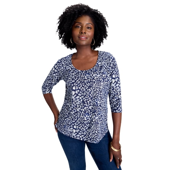 Jessica London Women's Plus Size Stretch Cotton Scoop Neck Tee