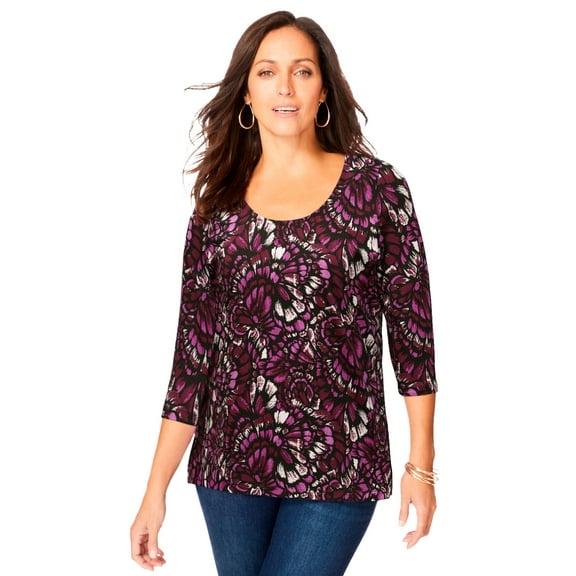 Jessica London Women's Plus Size Stretch Cotton Scoop Neck Tee