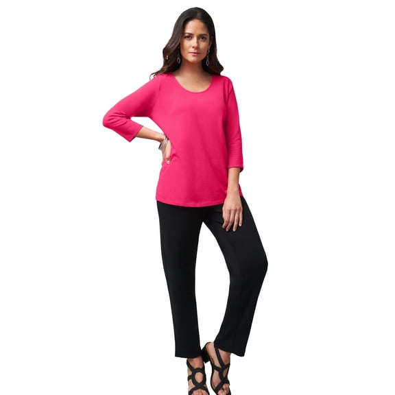 Jessica London Women's Plus Size Stretch Cotton Scoop Neck Tee