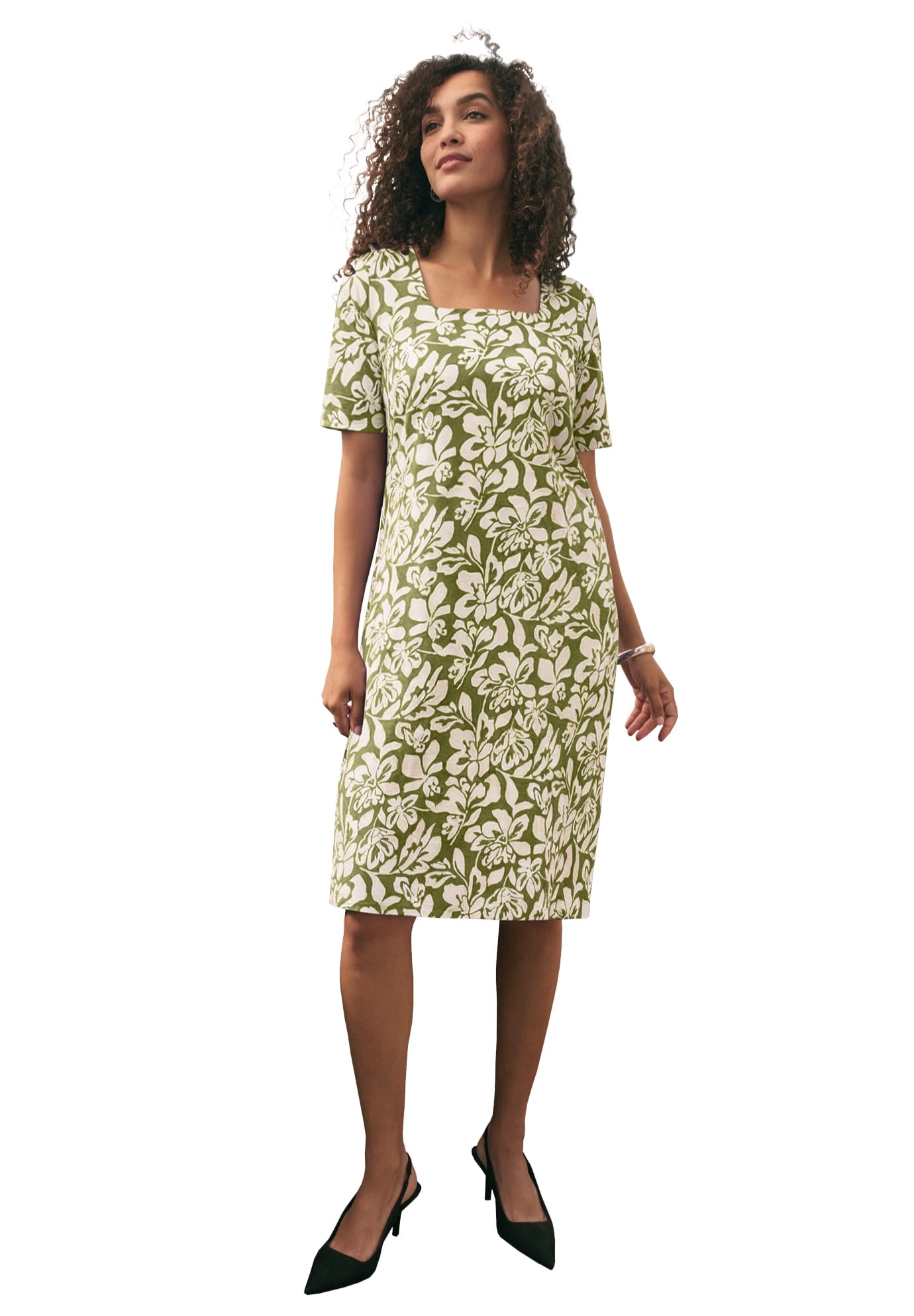 plus size square neck midi dress Plus Size LC Lauren Conrad Square Neck Cap Sleeve Midi Dress