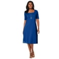 thumbnail image 1 of Jessica London Women's Plus Size Stretch Cotton Square Neck Midi Dress, 1 of 3