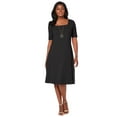 thumbnail image 1 of Jessica London Women's Plus Size Stretch Cotton Square Neck Midi Dress, 1 of 3