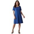 thumbnail image 1 of Jessica London Women's Plus Size Stretch Cotton Square Neck Midi Dress, 1 of 3