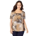thumbnail image 1 of Jessica London Women's Plus Size Stretch Cotton Square Neck Tee, 1 of 3