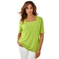 thumbnail image 1 of Jessica London Women's Plus Size Stretch Cotton Square Neck Tee, 1 of 6
