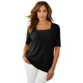 thumbnail image 1 of Jessica London Women's Plus Size Stretch Cotton Square Neck Tee, 1 of 6