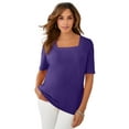 thumbnail image 1 of Jessica London Women's Plus Size Stretch Cotton Square Neck Tee, 1 of 6