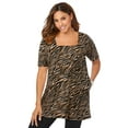 thumbnail image 1 of Jessica London Women's Plus Size Stretch Cotton Square Neck Tunic, 1 of 3