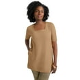 thumbnail image 1 of Jessica London Women's Plus Size Stretch Cotton Studded Square Neck Tunic, 1 of 4