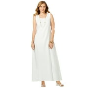 Jessica London Women's Plus Size Stretch Cotton Tank Maxi Dress - 22/24, White