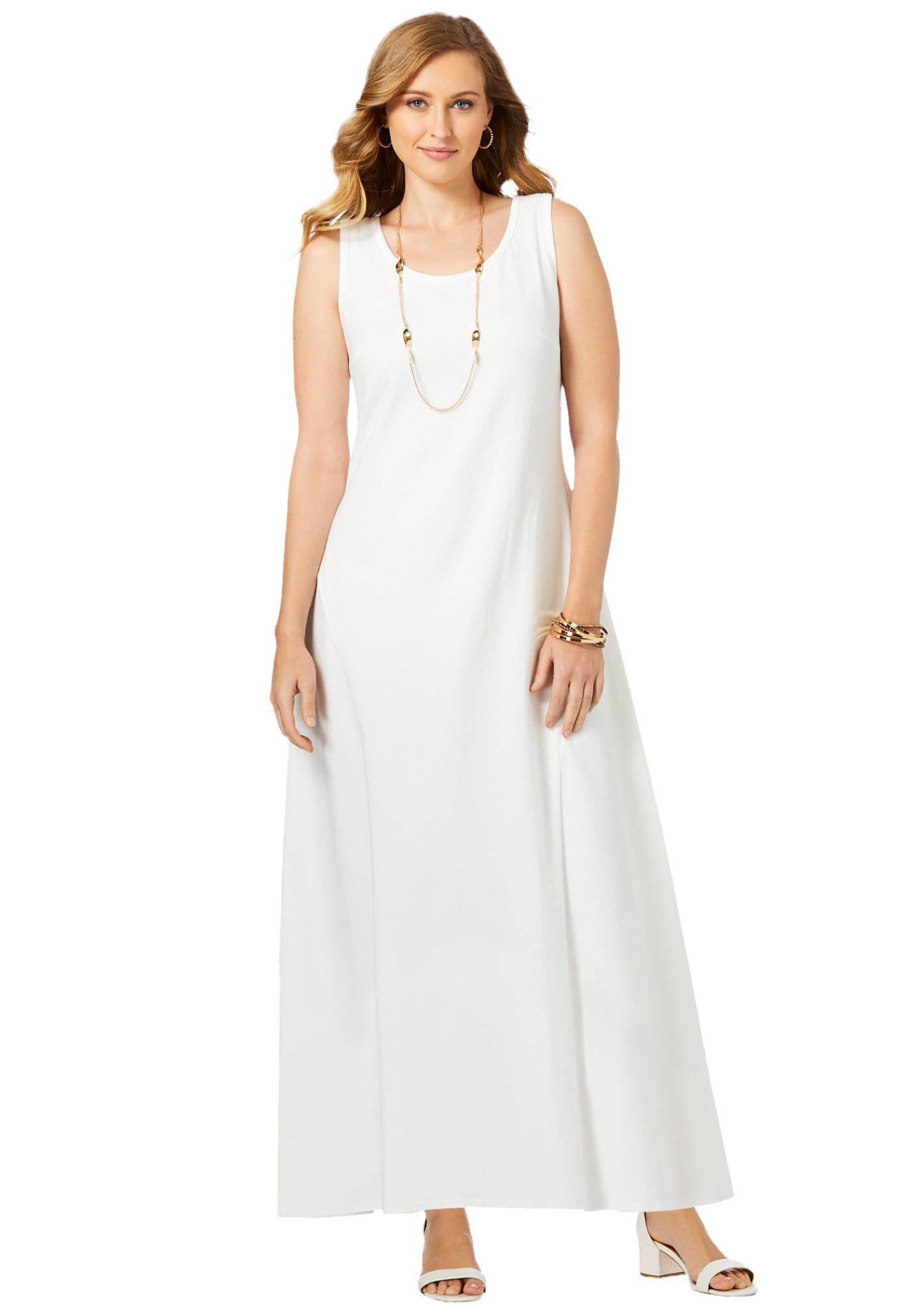 Jessica London Women's Plus Size Stretch Cotton Tank Maxi Dress