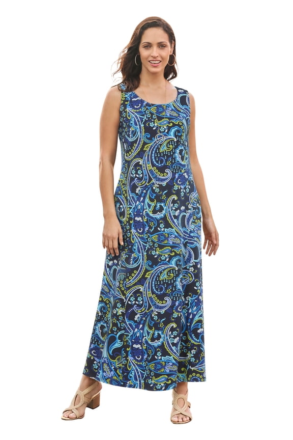 Women's Plus Size Petite Stretch Cotton Tank Maxi Dress