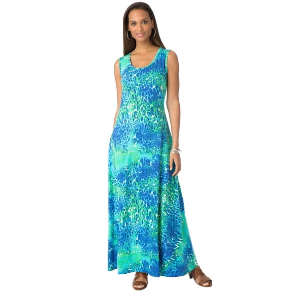 Jessica London Women's Plus Size Stretch Cotton Tank Maxi Dress