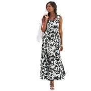 JESSICA LONDON Women's Plus Size Stretch Cotton Tank Maxi Dress