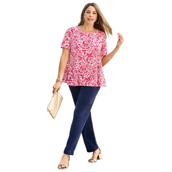 Jessica London Women's Plus Size Stretch Cotton Trapeze Tee
