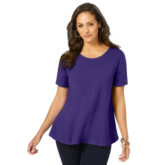 Jessica London Women's Plus Size Stretch Cotton Trapeze Tee
