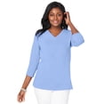 thumbnail image 1 of Jessica London Women's Plus Size Stretch Cotton V-Neck Tee, 1 of 5