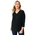 thumbnail image 1 of Jessica London Women's Plus Size Stretch Cotton V-Neck Tee, 1 of 5
