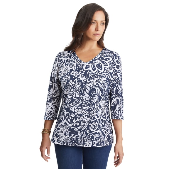 Jessica London Women's Plus Size Stretch Cotton V-Neck Tee