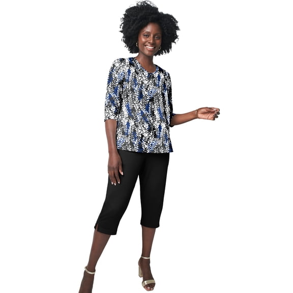 Jessica London Women's Plus Size Stretch Cotton V-Neck Tee