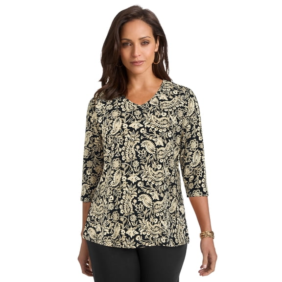 Jessica London Women's Plus Size Stretch Cotton V-Neck Tee