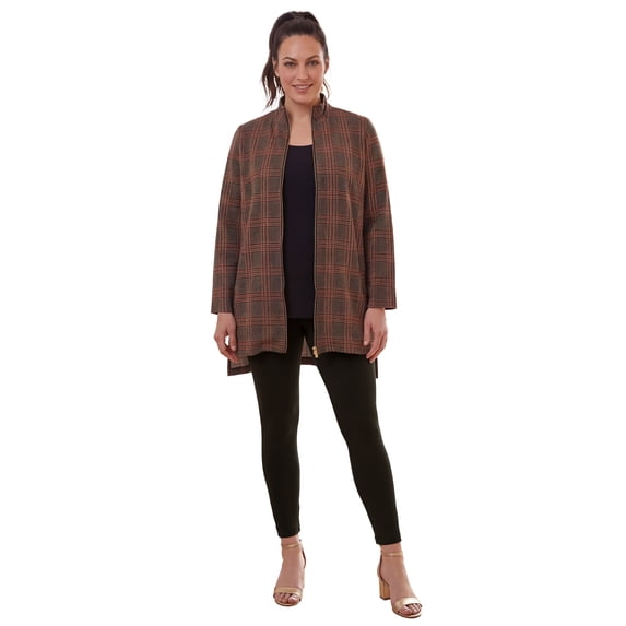 Jessica London Women's Plus Size Stretch Cotton Zip Front Hi-Low Jacket