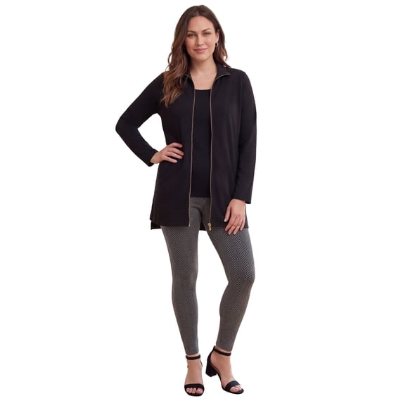 Jessica London Women's Plus Size Stretch Cotton Zip Front Hi-Low Jacket