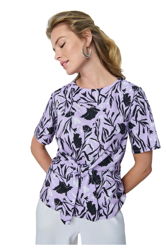 Women's Plus Size Stretch Crepe Tie Waist Top