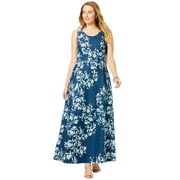 JESSICA LONDON Women's Plus Size Stretch Denim Maxi Dress