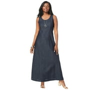 JESSICA LONDON Women's Plus Size Stretch Denim Maxi Dress