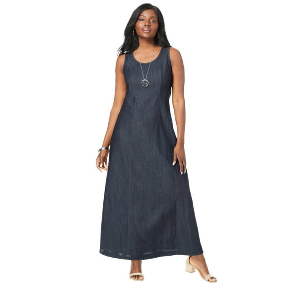 Jessica London Women's Plus Size Stretch Denim Maxi Dress
