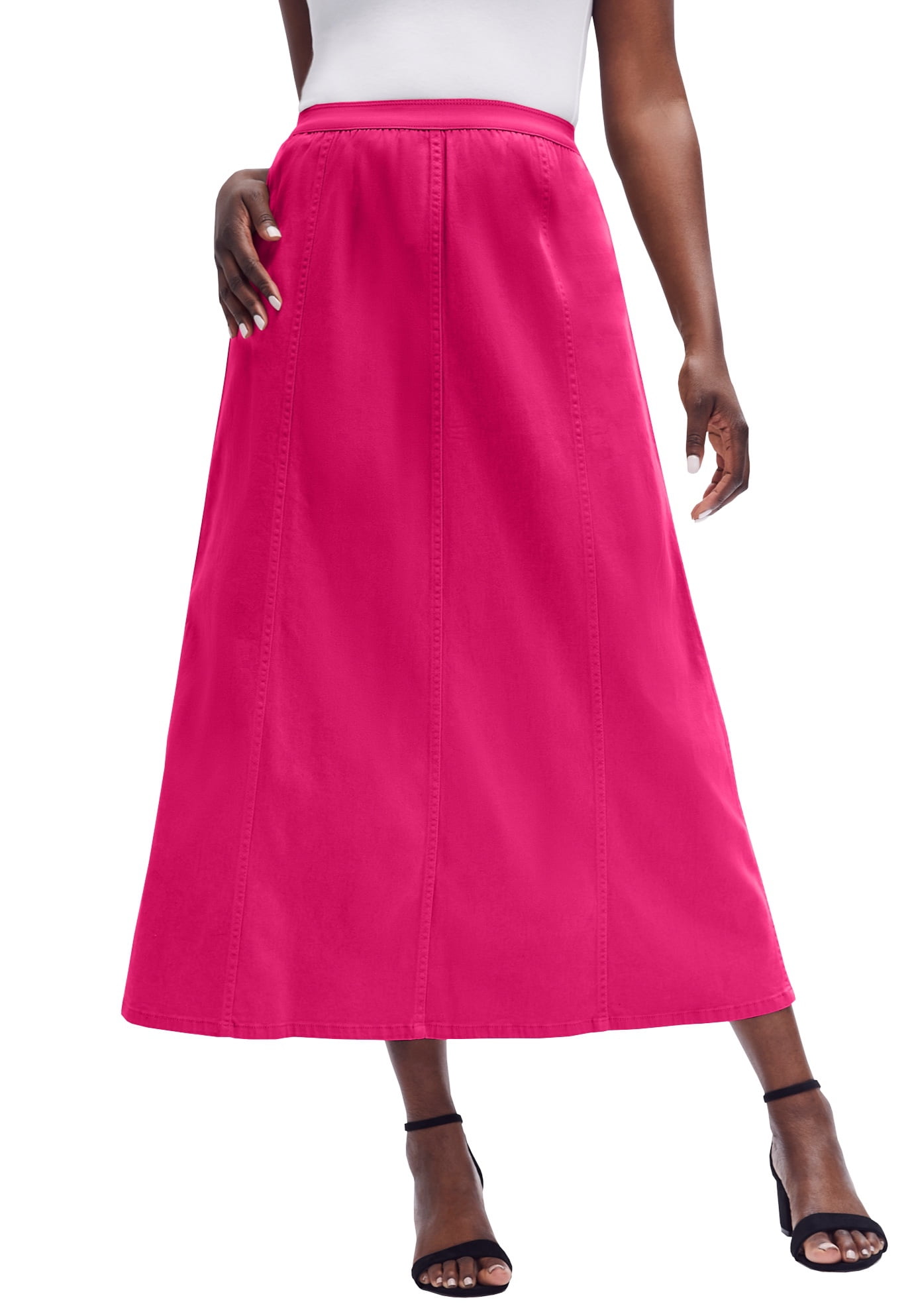 Jessica London Women's Plus Size Stretch Denim Skirt Elastic Waist