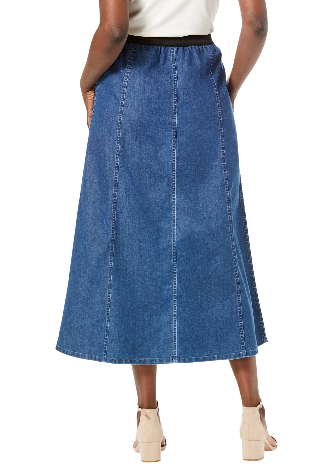 Buy Stretch Denim Double Slits Flared High Waisted Long Jean Skirt NBB32  Online in India - Etsy