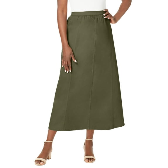 Jessica London Plus Size Stretch Denim Long Skirt