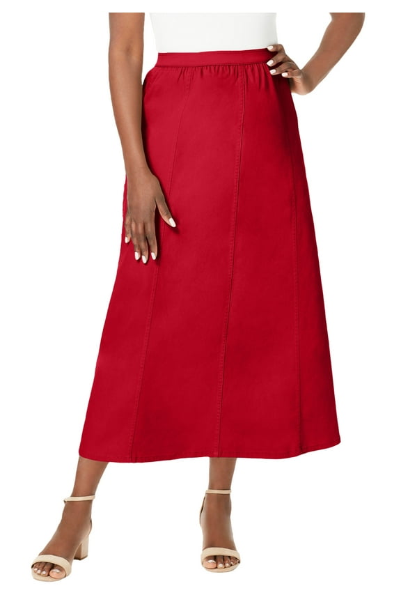 Plus Size Stretch Denim Long Skirt