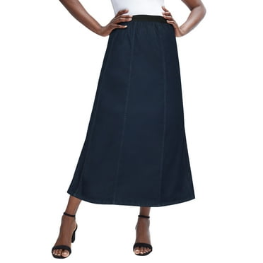 Jessica London Plus Size Stretch Denim Long Skirt
