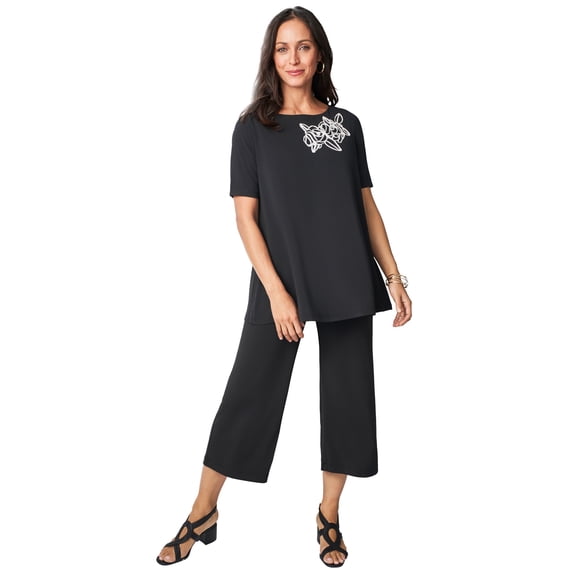 Jessica London Women's Plus Size Stretch Knit Boatneck Swing Tunic