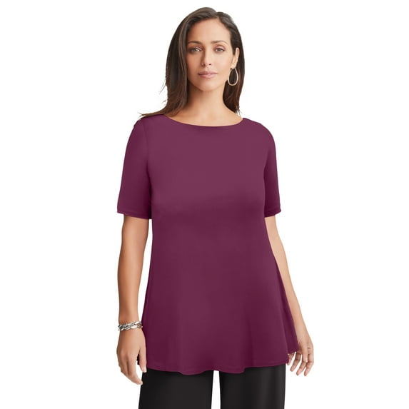 Jessica London Women's Plus Size Stretch Knit Boatneck Swing Tunic