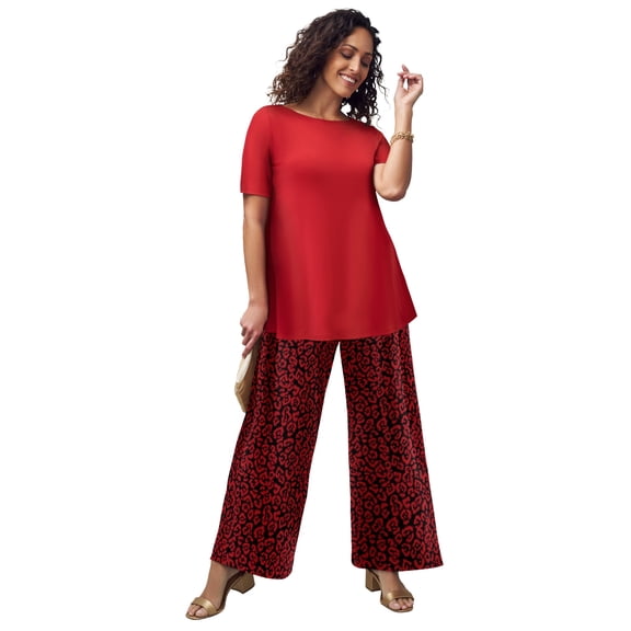 Jessica London Women's Plus Size Stretch Knit Boatneck Swing Tunic