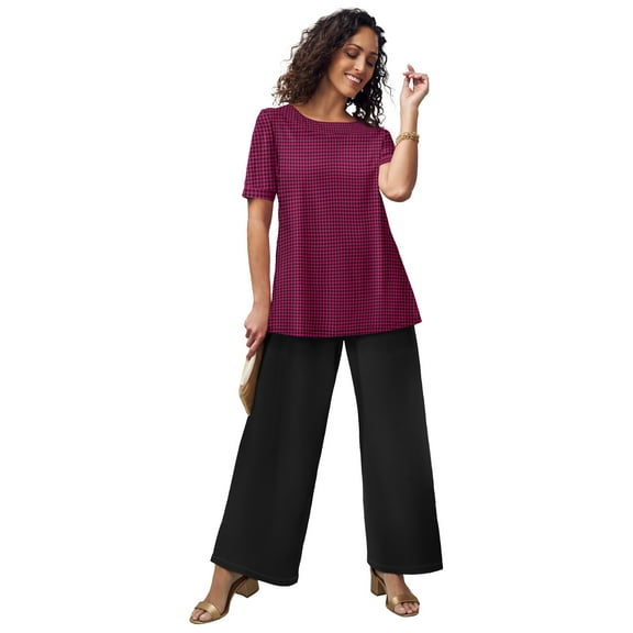 Jessica London Women's Plus Size Stretch Knit Boatneck Swing Tunic