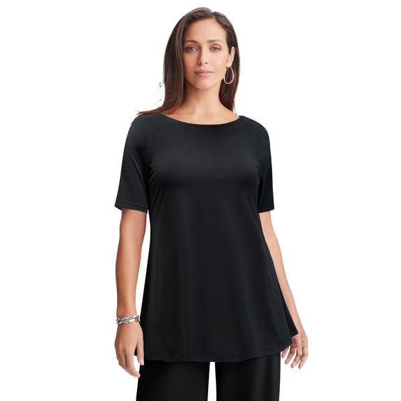 Jessica London Women's Plus Size Stretch Knit Boatneck Swing Tunic