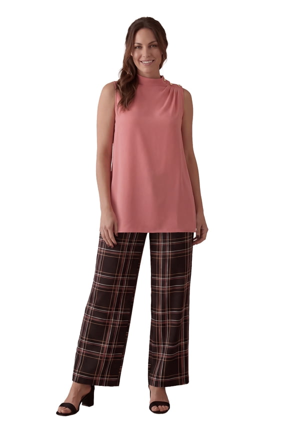 Women's Plus Size Stretch Knit Crepe Draped Tunic