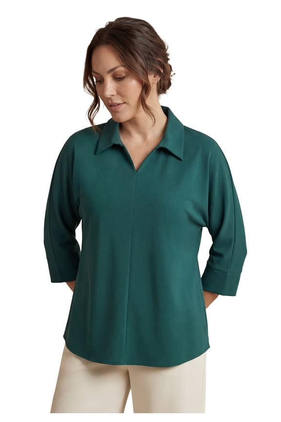 Women's Plus Size Stretch Knit Crepe Trapeze Tunic