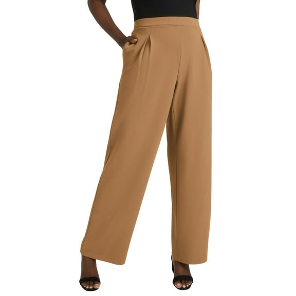 Jessica London Women's Plus Size Stretch Knit Crepe Wide Leg Pant
