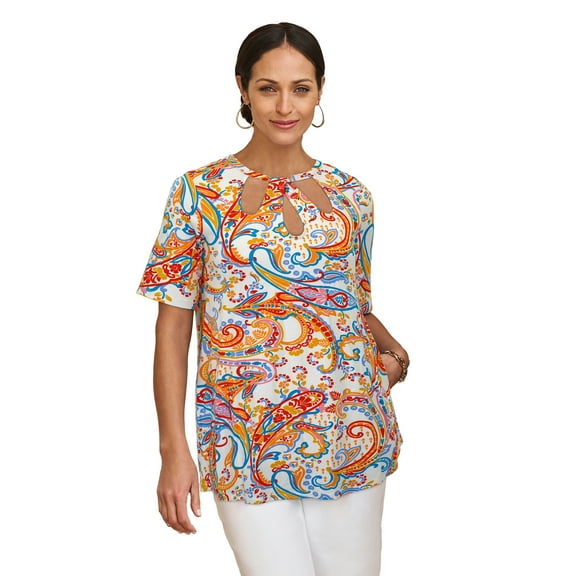 Jessica London Women's Plus Size Stretch Knit Cutout Swing Tunic