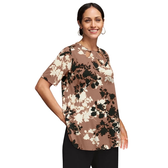 Jessica London Women's Plus Size Stretch Knit Cutout Swing Tunic