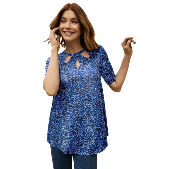 Jessica London Women's Plus Size Stretch Knit Cutout Swing Tunic