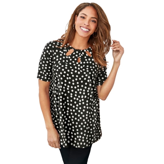 Jessica London Women's Plus Size Stretch Knit Cutout Swing Tunic