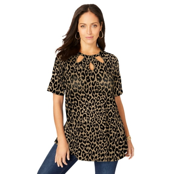 Jessica London Women's Plus Size Stretch Knit Cutout Swing Tunic