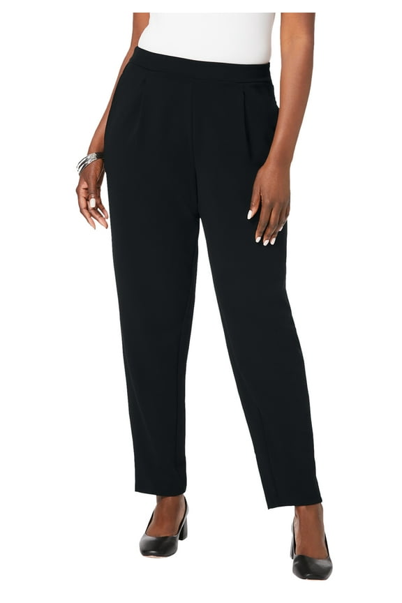 Women's Plus Size Stretch Knit Elastic Pull-On Straight Leg Pants Trousers